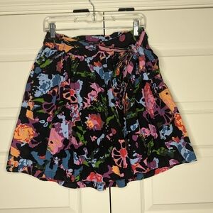 THAKOON for Target Juniors Size 5 Black Floral Pleated Skirt Front Tie